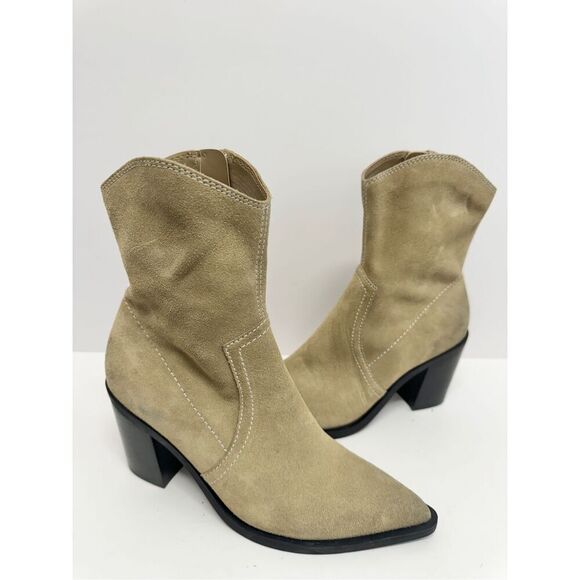 BP. Surina Western Boot in Tan Smoke Size 5.5 Leather Block Heel Pointed Toe - Picture 6 of 11